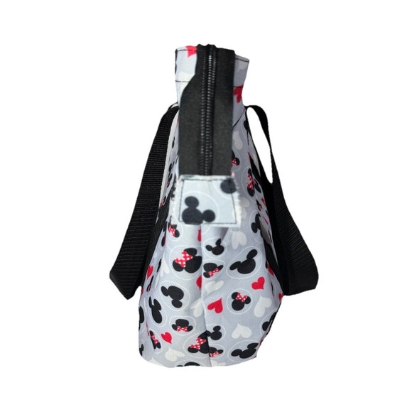 Disney Mickey & Minnie Zip Top Iconic Print Heart Travel Tote Bag - Picture 4 of 14